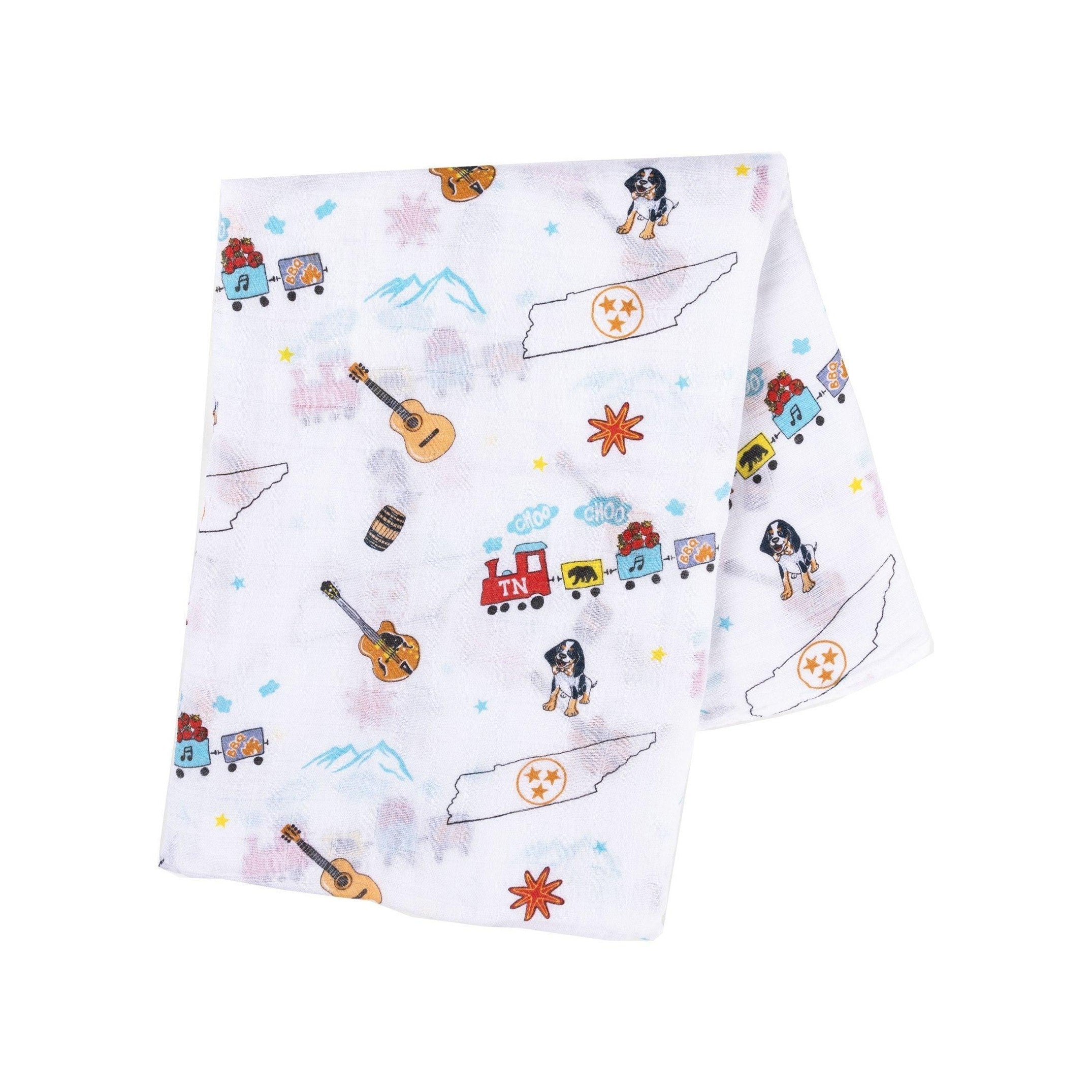 Gift Set: Tennessee Baby Muslin Swaddle Blanket and Burp Cloth/Bib Combo