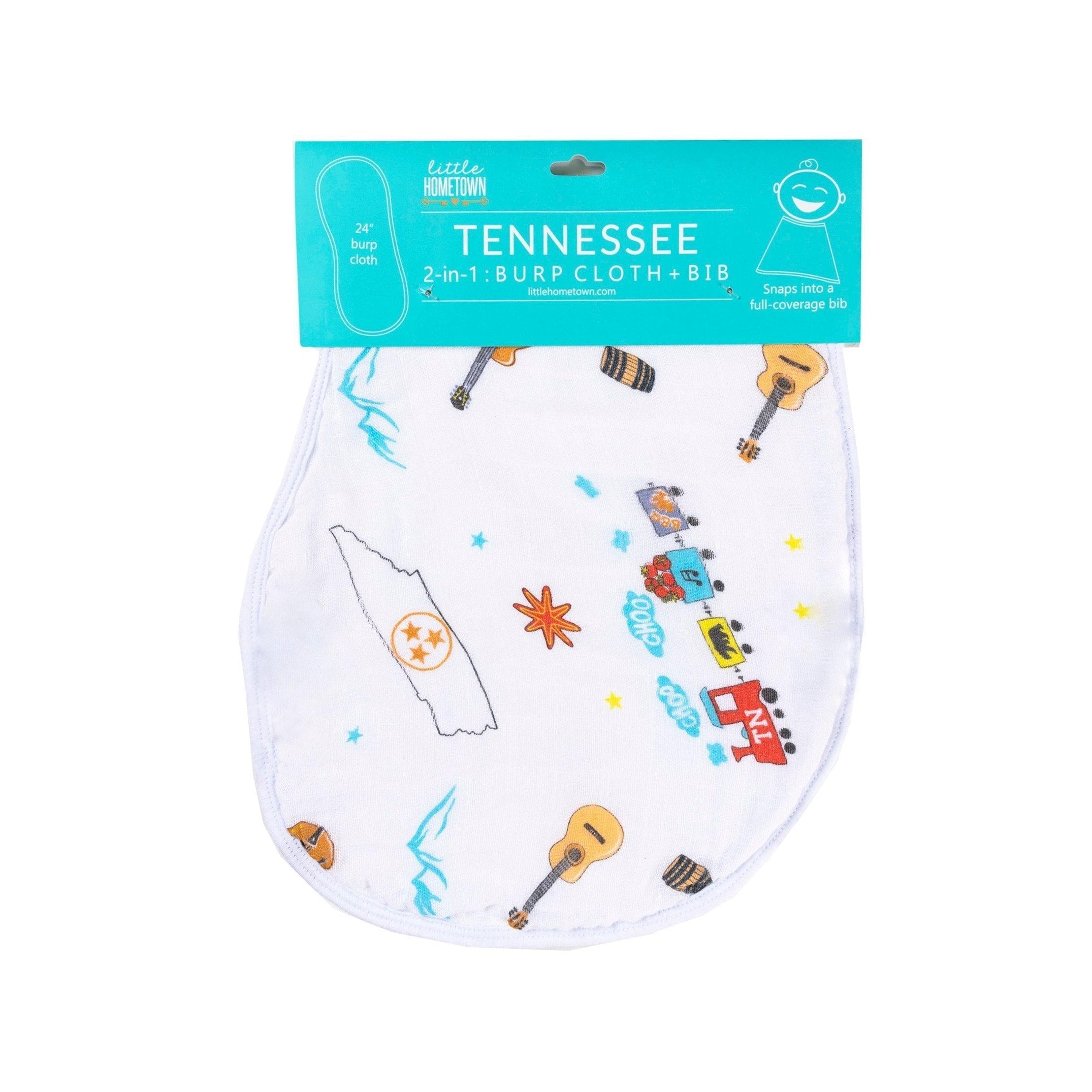Gift Set: Tennessee Baby Muslin Swaddle Blanket and Burp Cloth/Bib Combo