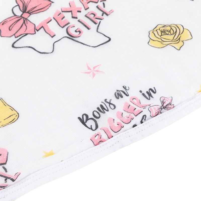 Gift Set: Texas Baby Girl Muslin Swaddle Blanket and Burp Cloth/Bib Combo
