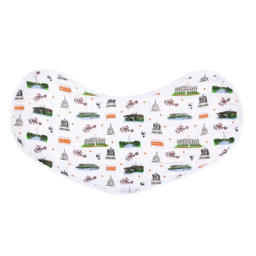 Gift Set: Washington D.C. Baby Muslin Swaddle Blanket and Burp Cloth/Bib Combo