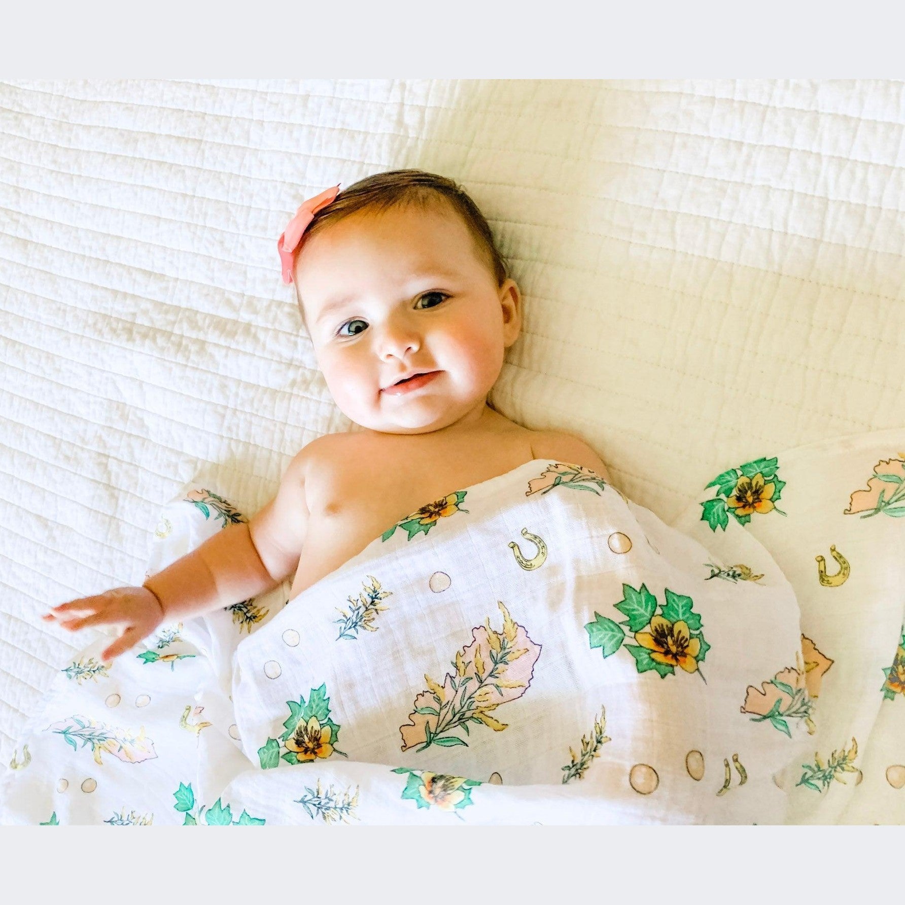 Kentucky Baby (Floral) Muslin Swaddle Receiving Blanket