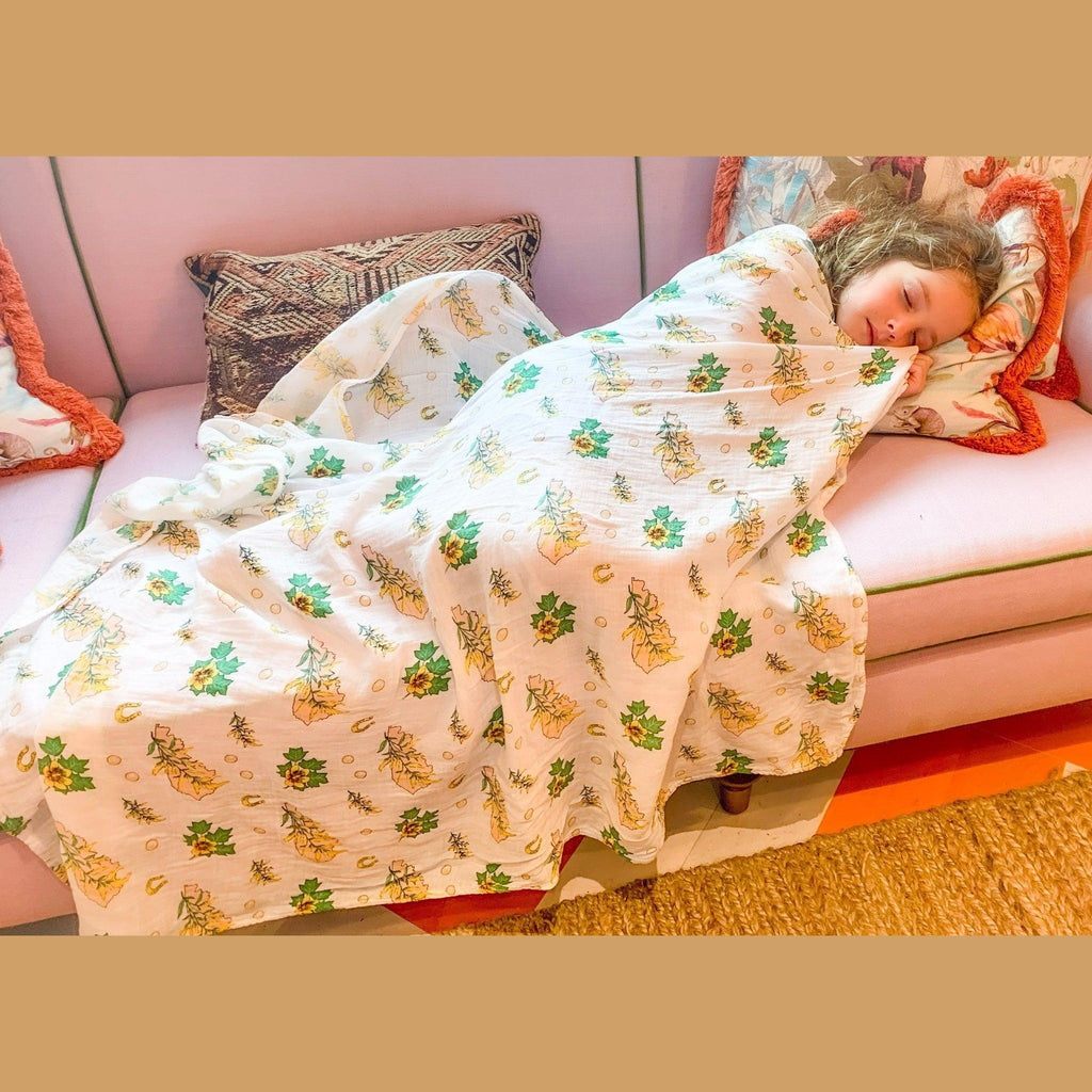 Kentucky Baby (Floral) Muslin Swaddle Receiving Blanket