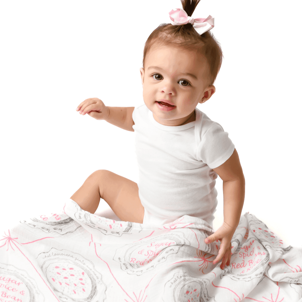Louisiana Baby Girl Muslin Swaddle Receiving Blanket