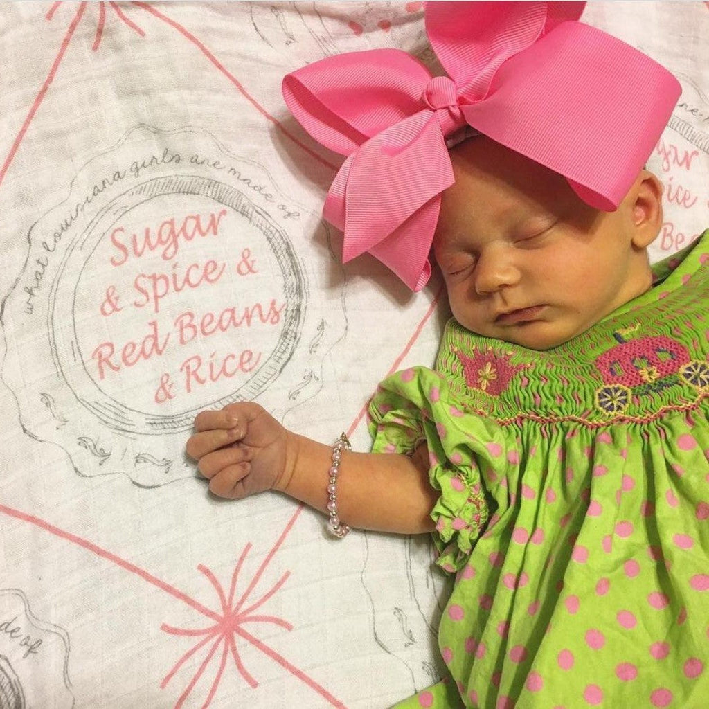 Louisiana Baby Girl Muslin Swaddle Receiving Blanket