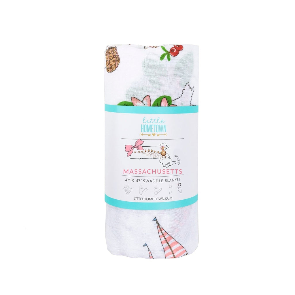 Massachusetts Floral Muslin Swaddle Receiving Blanket