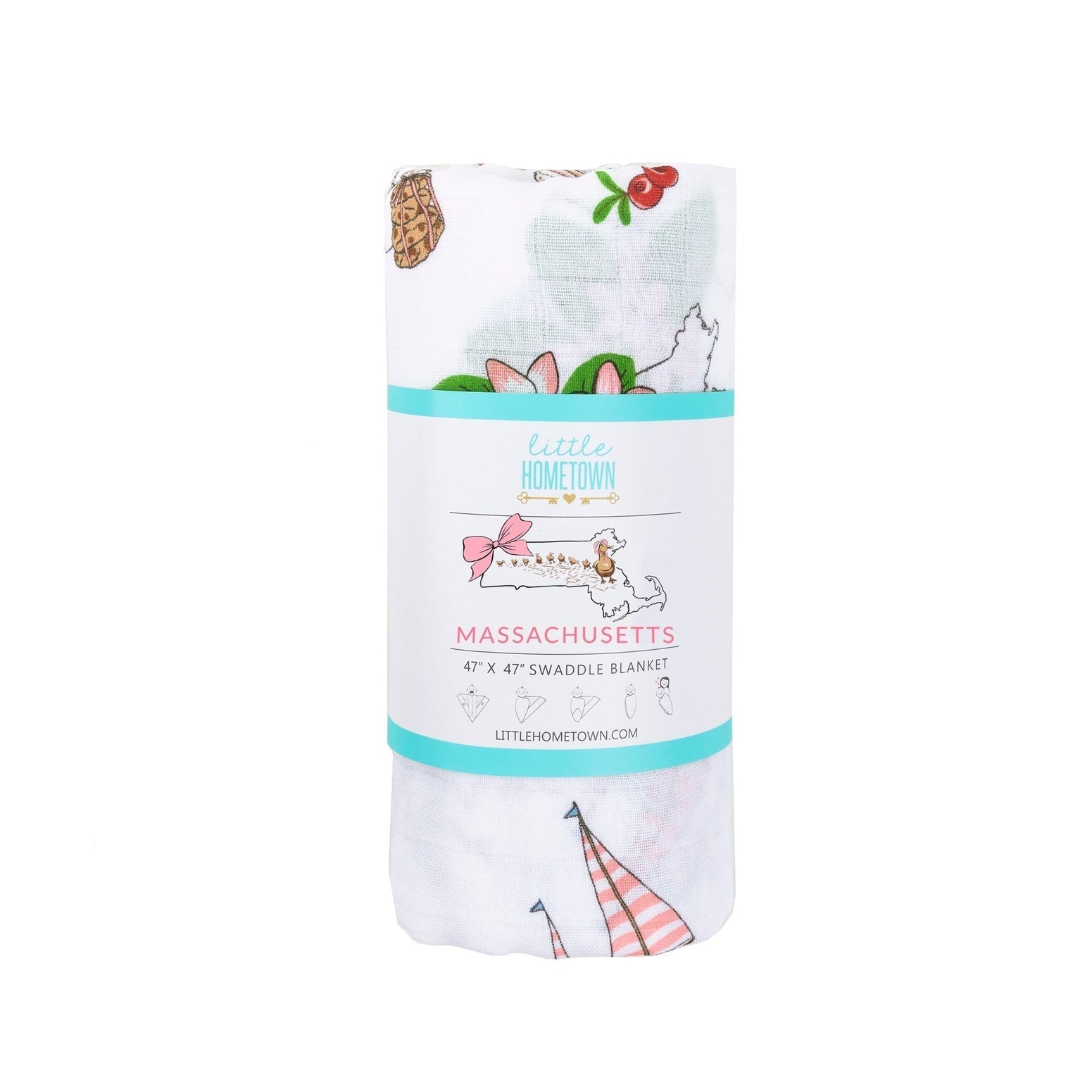 Massachusetts Floral Muslin Swaddle Receiving Blanket