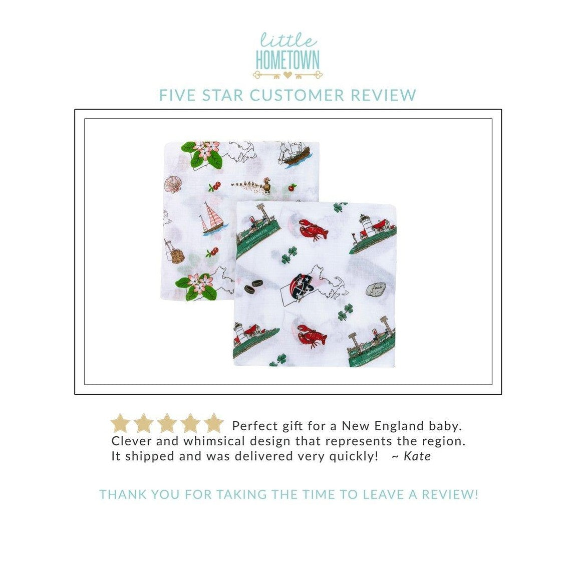 Massachusetts Floral Muslin Swaddle Receiving Blanket