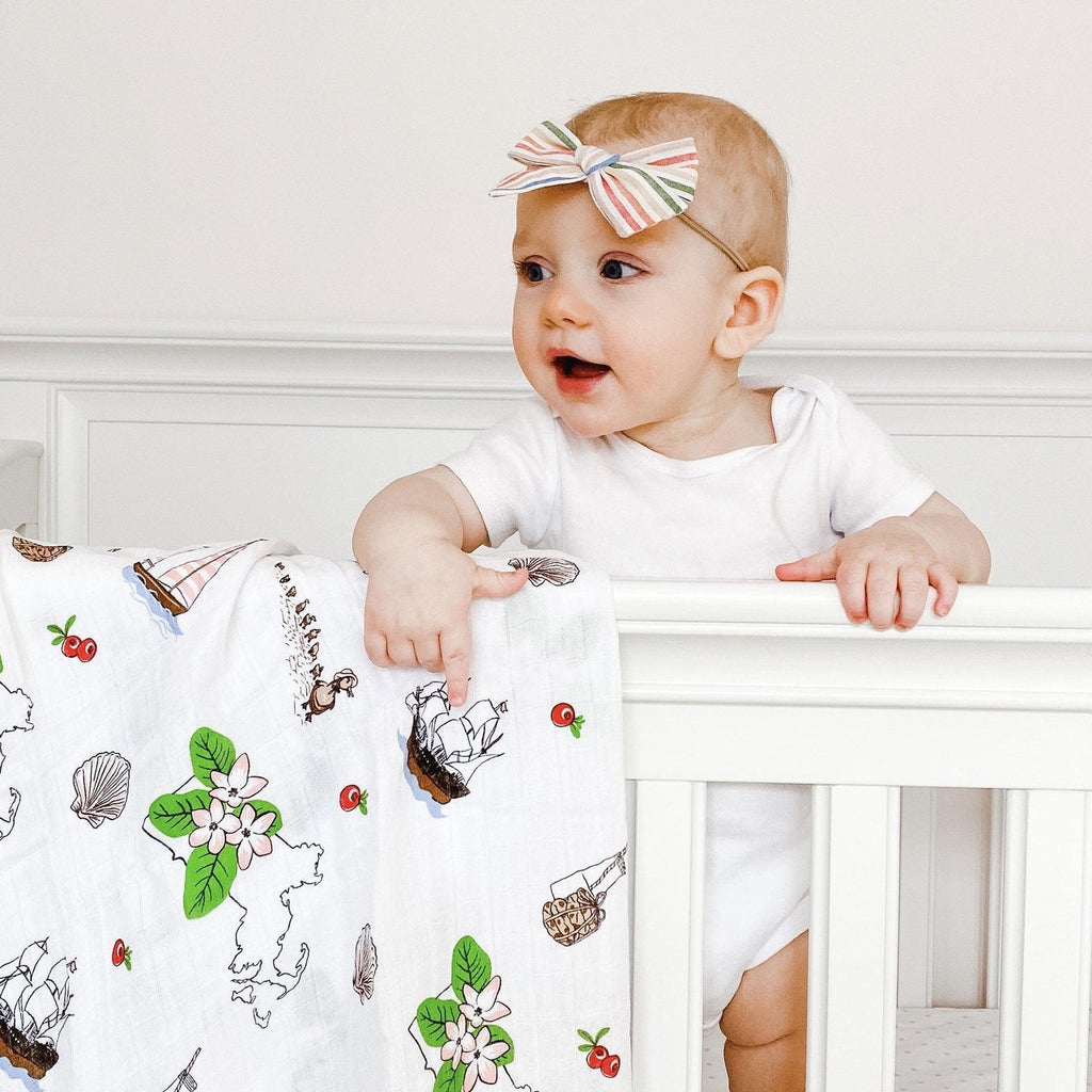Massachusetts Floral Muslin Swaddle Receiving Blanket