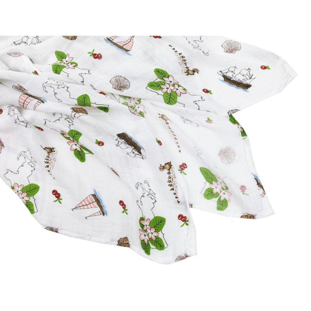 Massachusetts Floral Muslin Swaddle Receiving Blanket