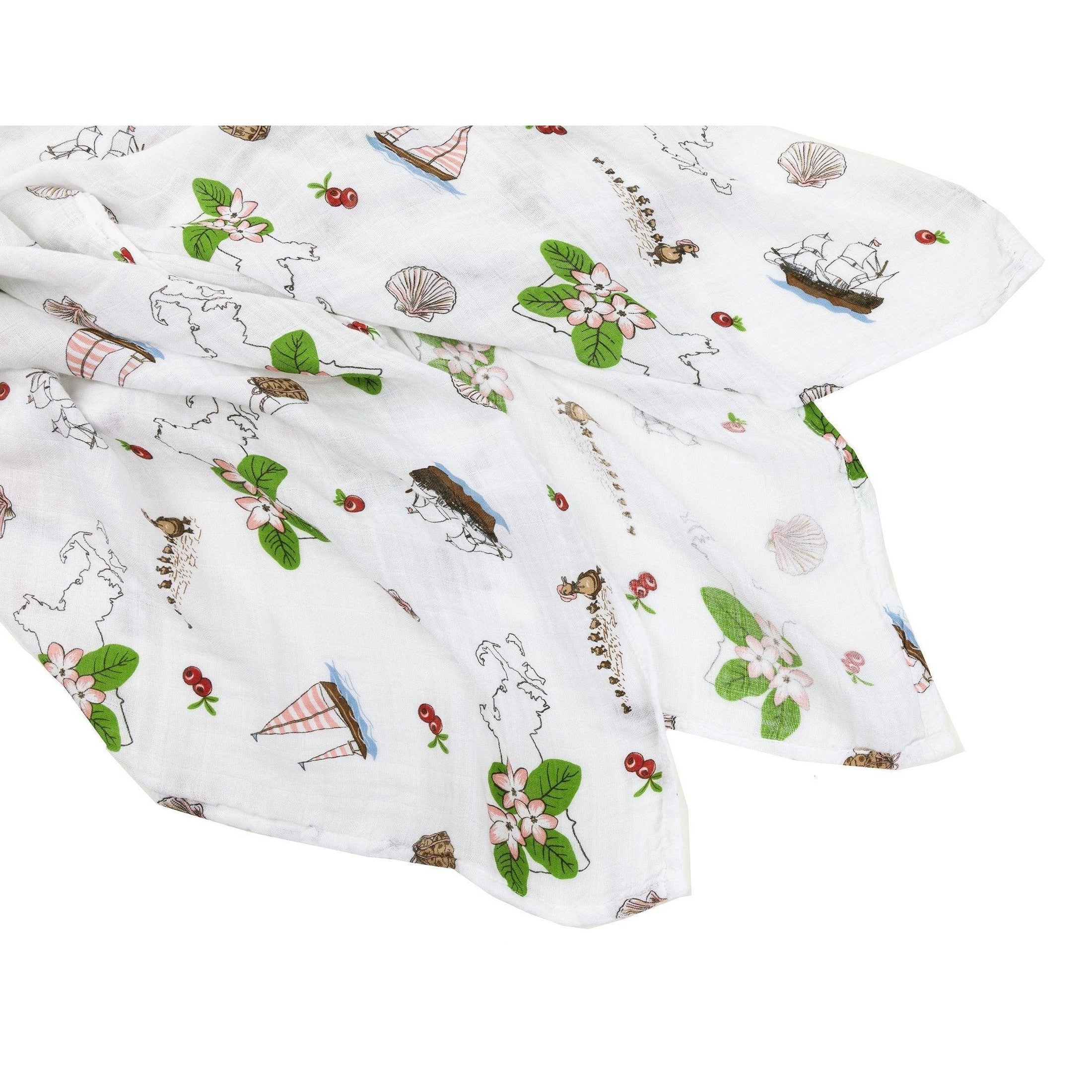Massachusetts Floral Muslin Swaddle Receiving Blanket