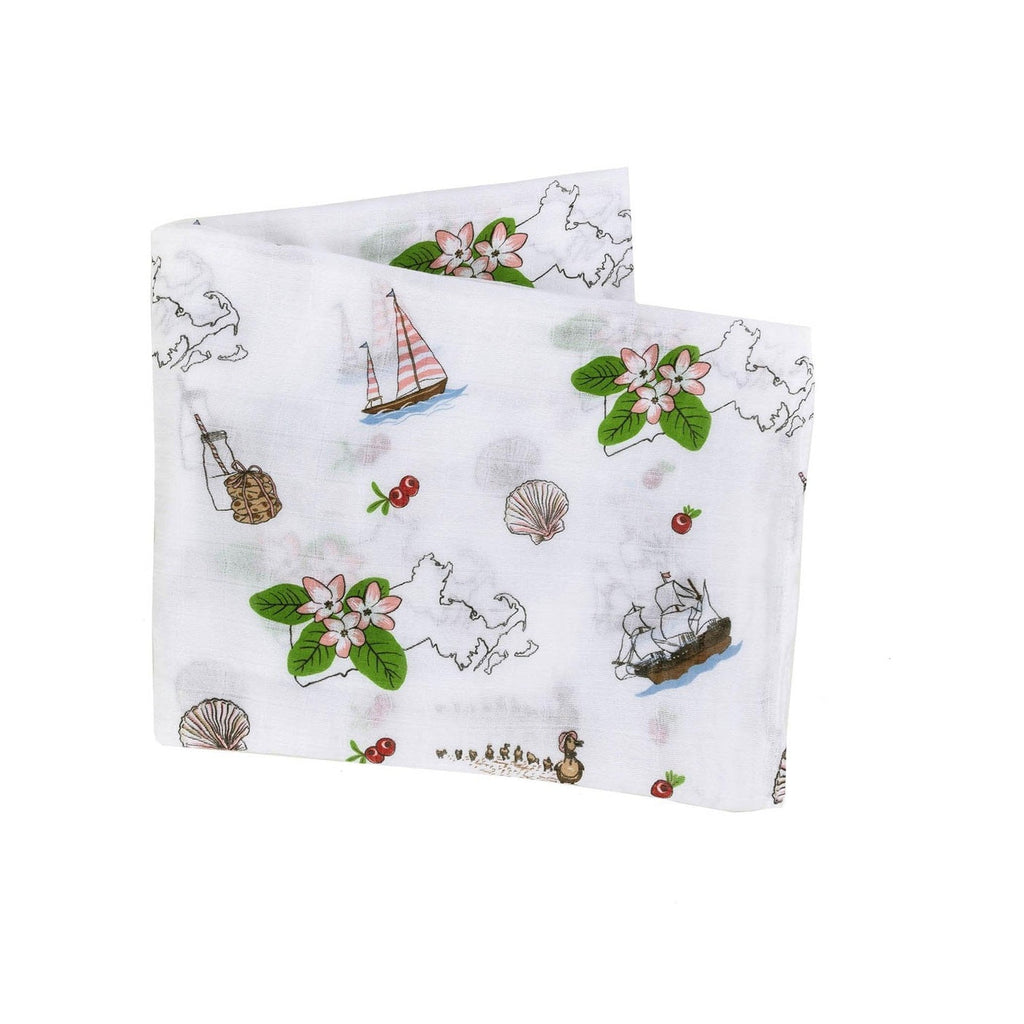 Massachusetts Floral Muslin Swaddle Receiving Blanket