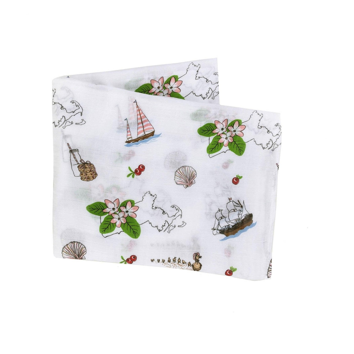 Massachusetts Floral Muslin Swaddle Receiving Blanket