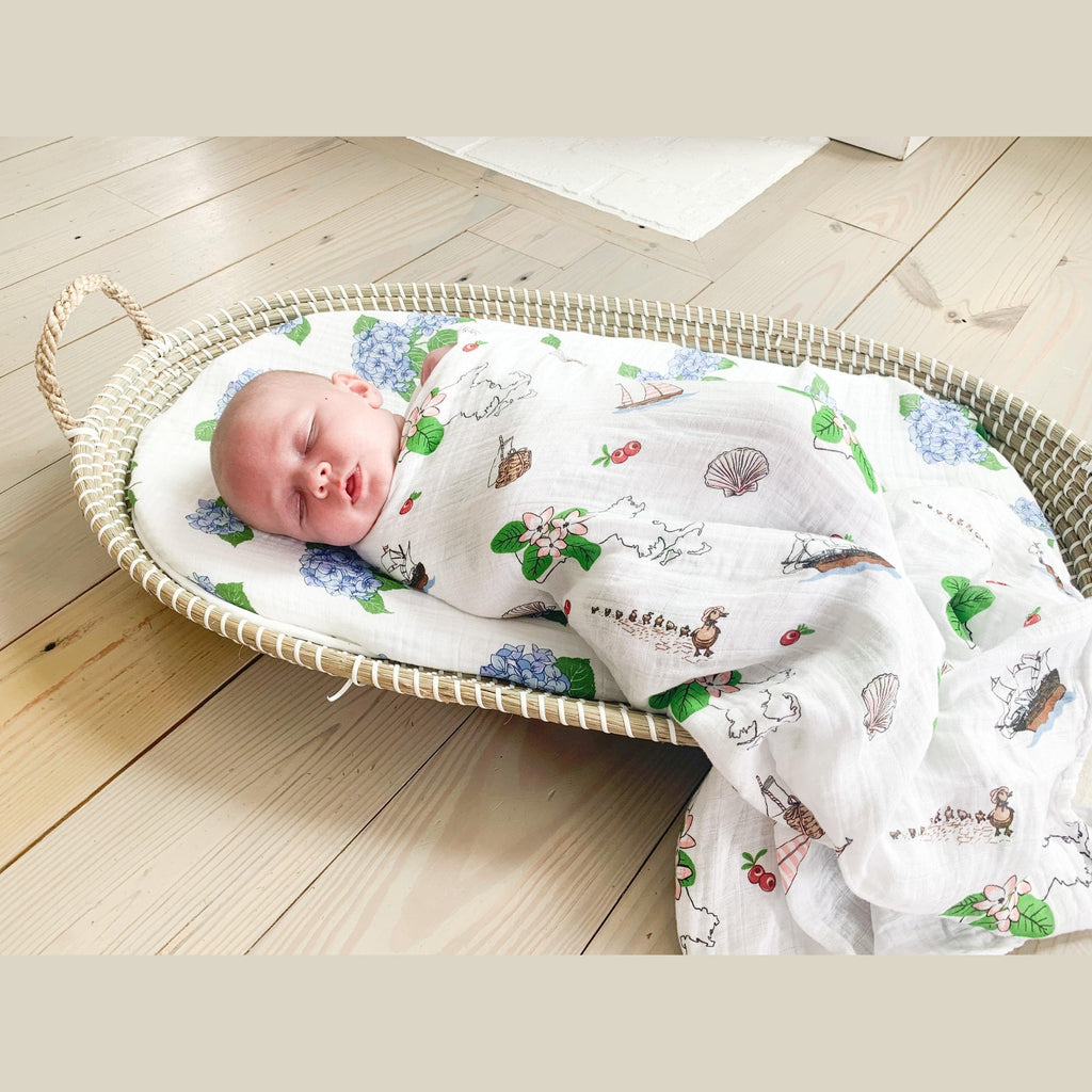 Massachusetts Floral Muslin Swaddle Receiving Blanket