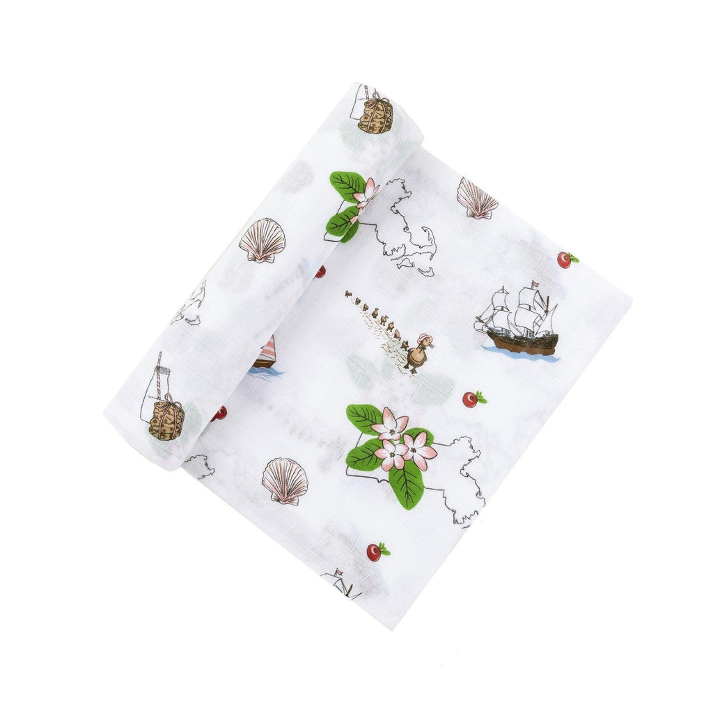 Massachusetts Floral Muslin Swaddle Receiving Blanket