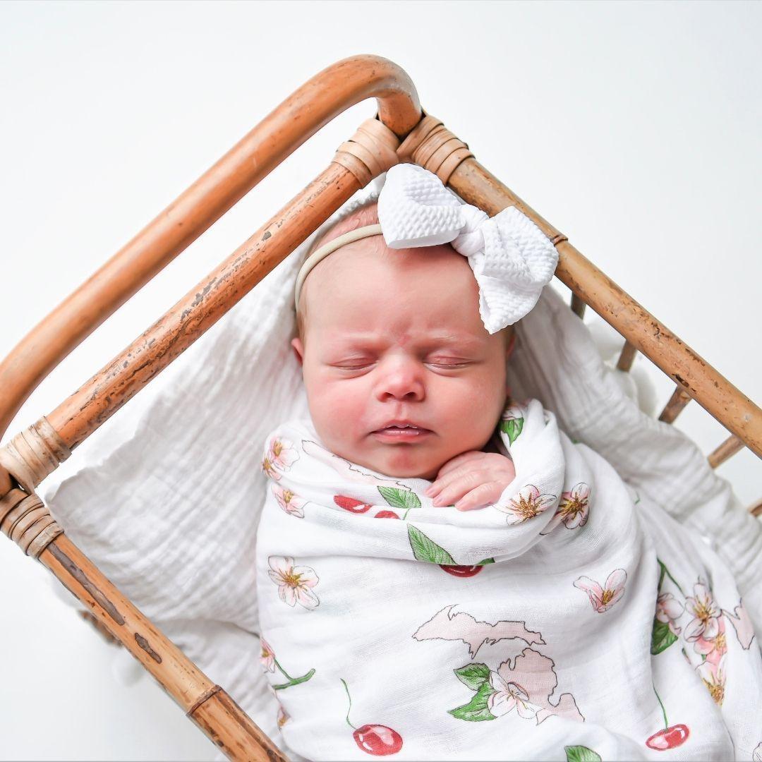 Michigan Baby Muslin Swaddle Receiving Blanket (Floral)
