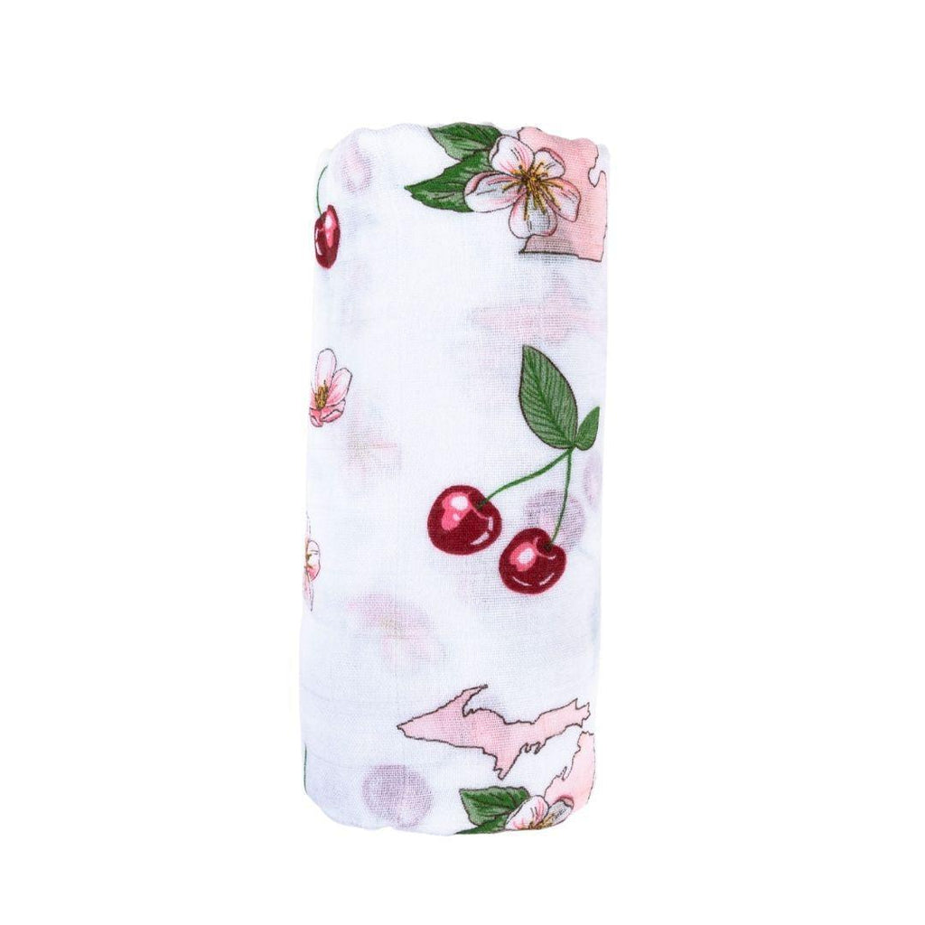 Michigan Baby Muslin Swaddle Receiving Blanket (Floral)