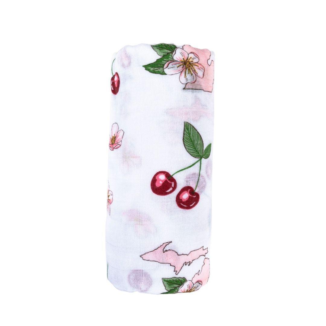 Michigan Baby Muslin Swaddle Receiving Blanket (Floral)