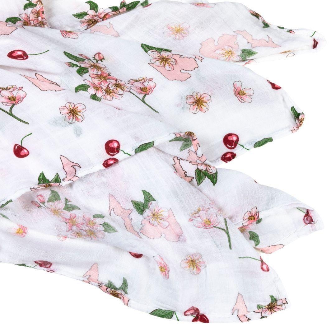 Michigan Baby Muslin Swaddle Receiving Blanket (Floral)
