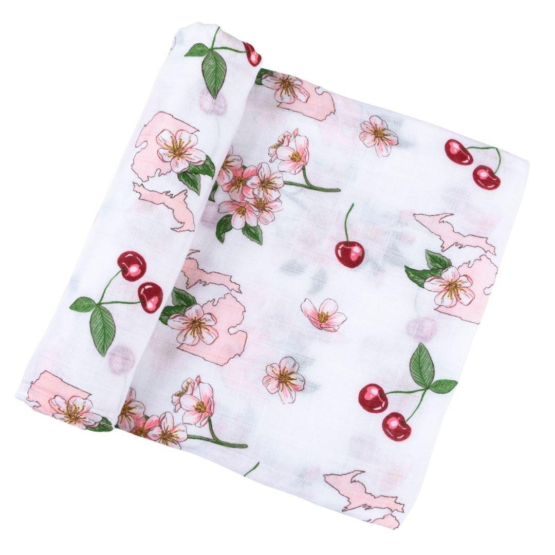 Michigan Baby Muslin Swaddle Receiving Blanket (Floral)