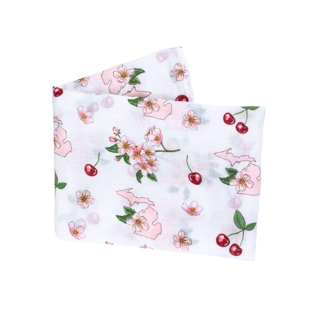 Michigan Baby Muslin Swaddle Receiving Blanket (Floral)