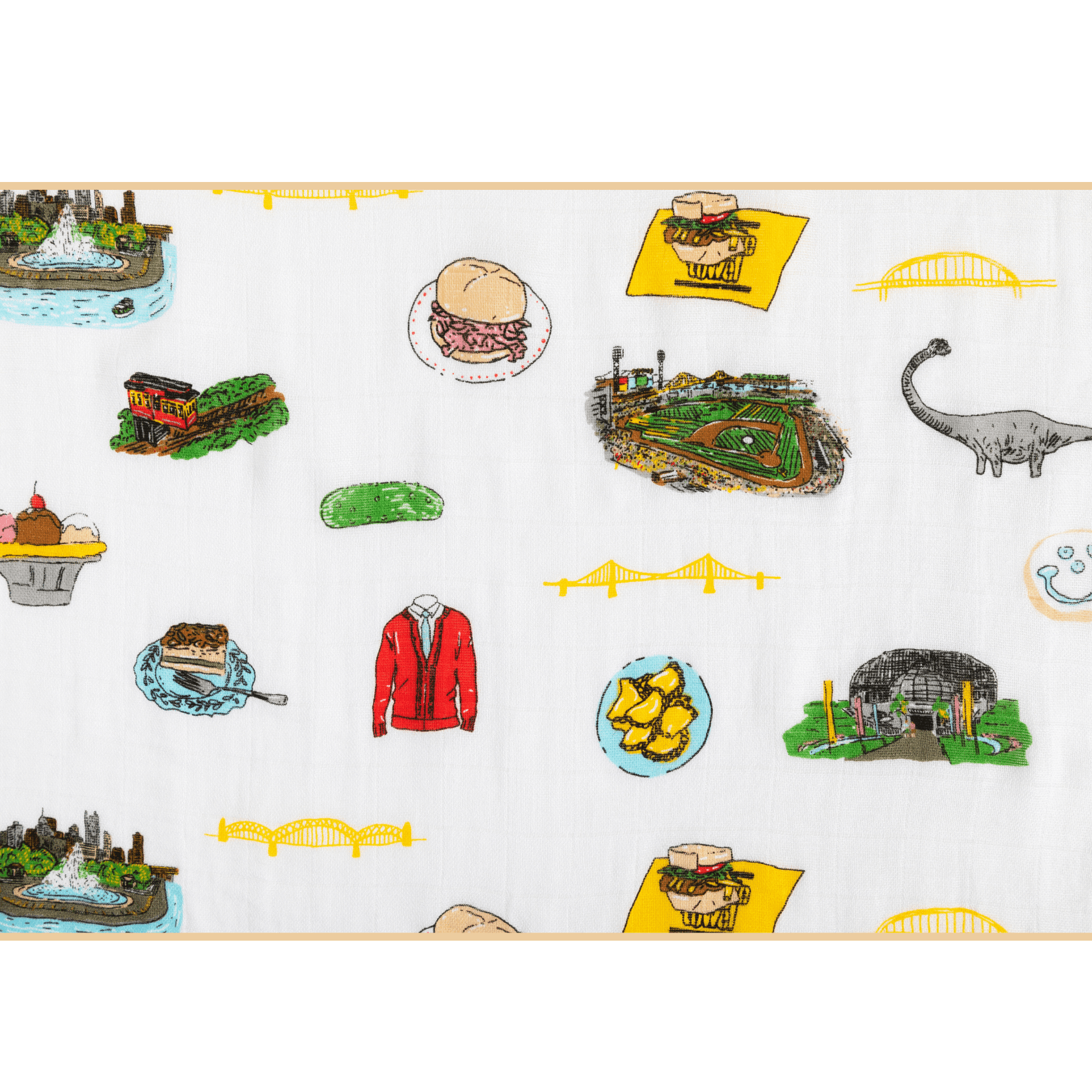 Muslin Swaddle Baby Blanket: Pittsburgh