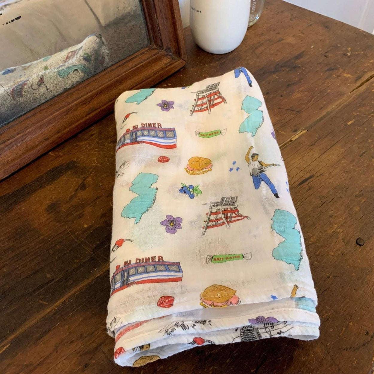 New Jersey Baby Muslin Swaddle Receiving Blanket