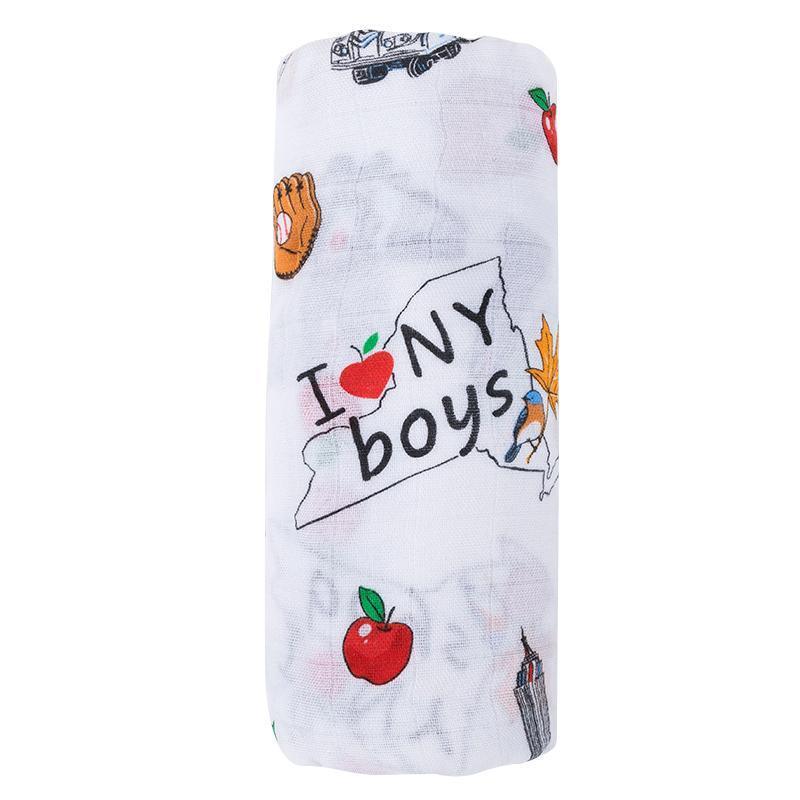 New York Baby Boy Muslin Swaddle Receiving Blanket