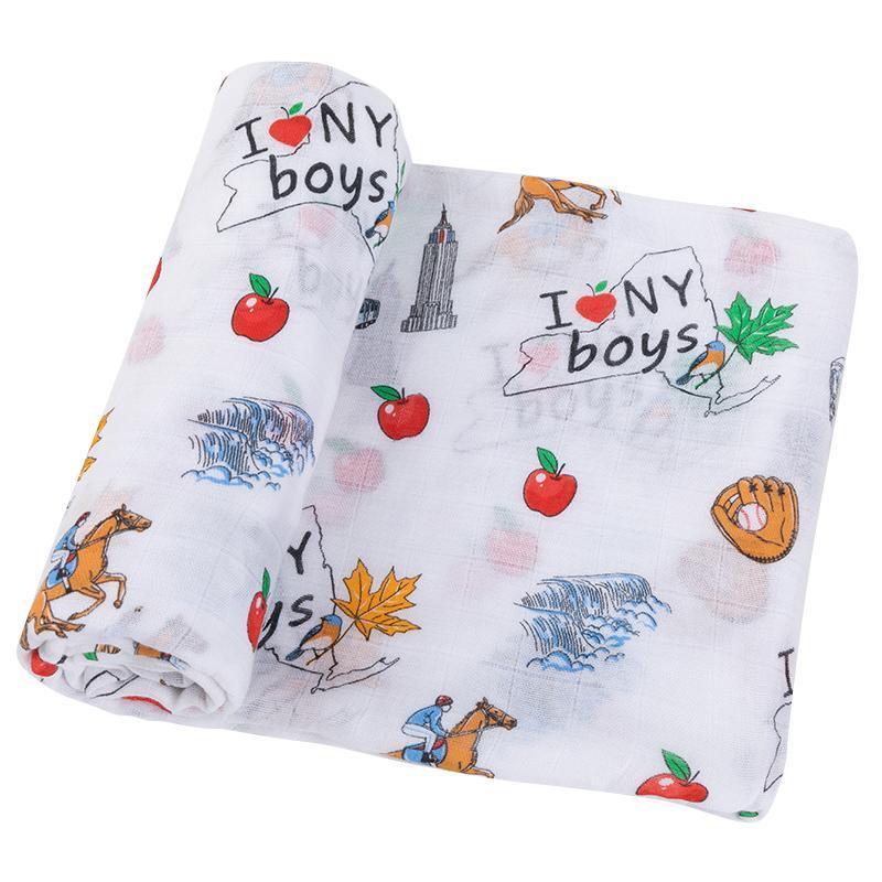 New York Baby Boy Muslin Swaddle Receiving Blanket