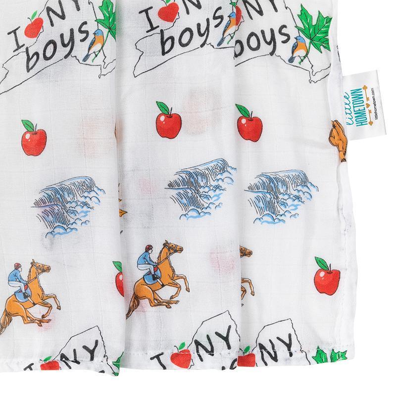 New York Baby Boy Muslin Swaddle Receiving Blanket