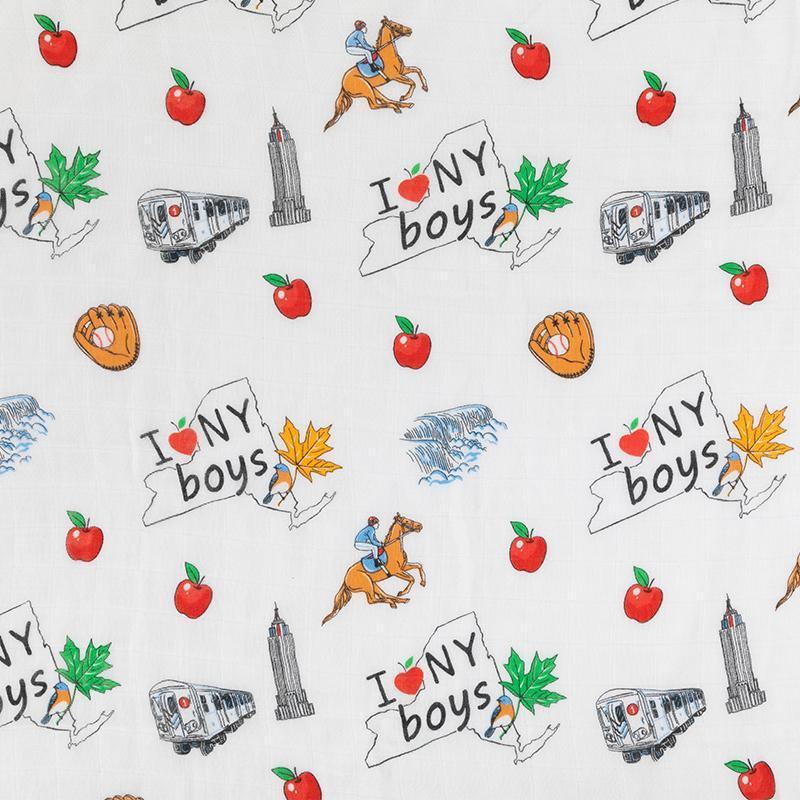 New York Baby Boy Muslin Swaddle Receiving Blanket