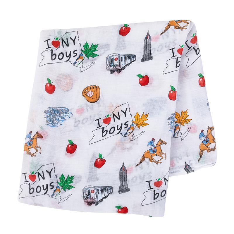 New York Baby Boy Muslin Swaddle Receiving Blanket