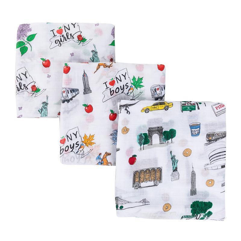 New York Baby Boy Muslin Swaddle Receiving Blanket