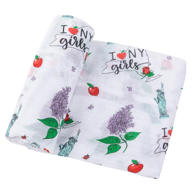 New York Baby Girl Muslin Swaddle Receiving Blanket