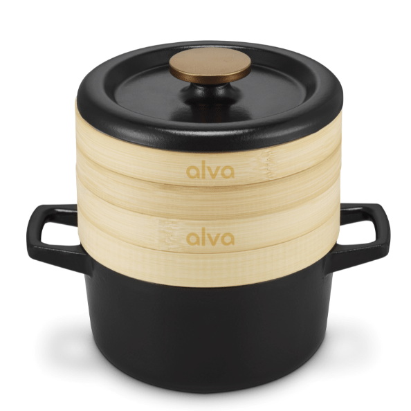 Nori Cast Iron Cocotte with Steamer Inserts - Alva Cookware