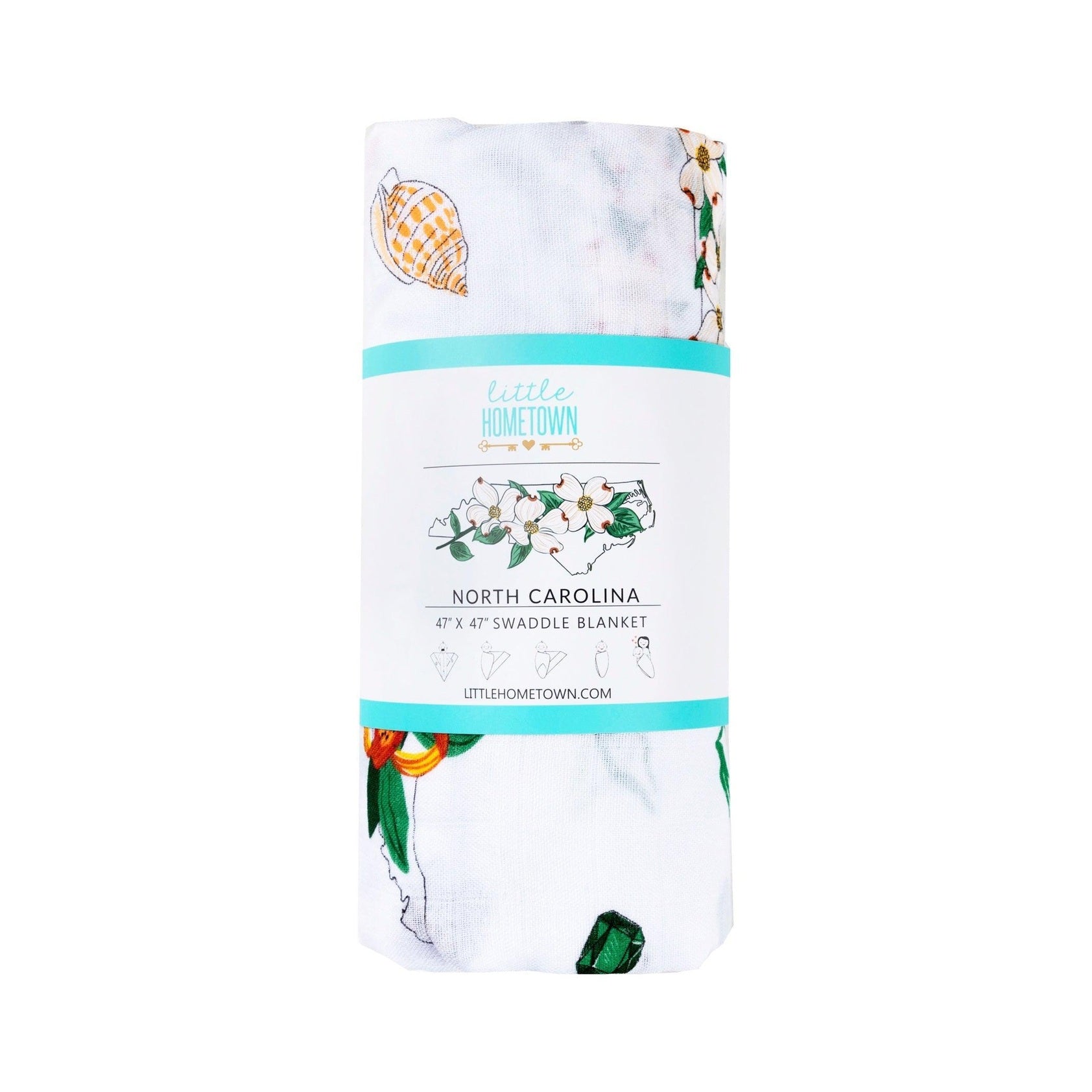North Carolina Baby Muslin Swaddle Receiving Blanket (Floral)