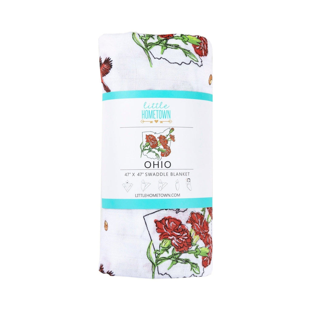 Ohio Baby Muslin Swaddle Receiving Blanket (Floral)