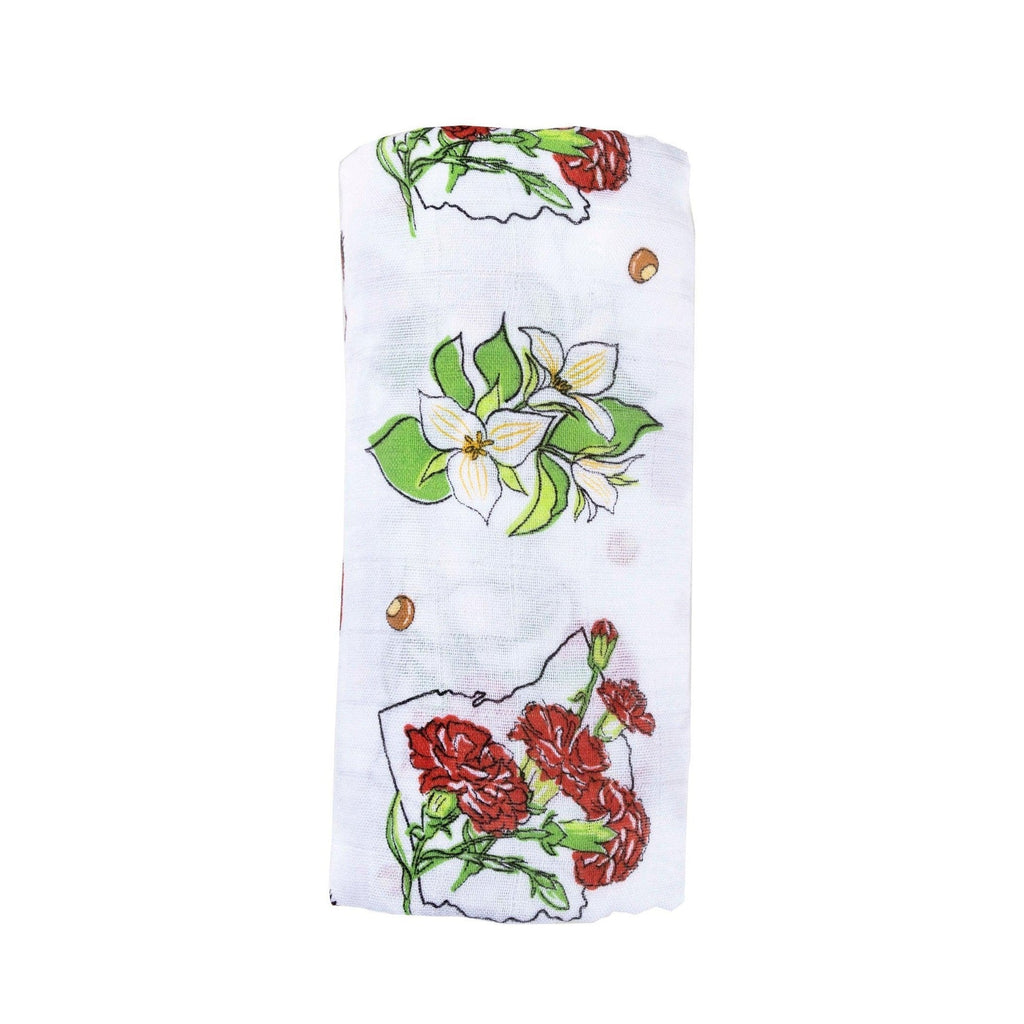 Ohio Baby Muslin Swaddle Receiving Blanket (Floral)