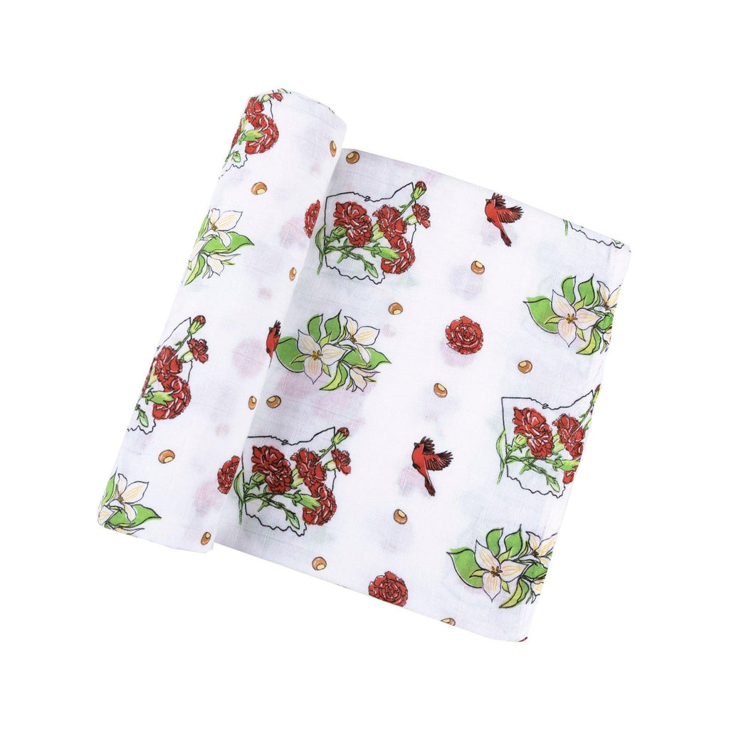 Ohio Baby Muslin Swaddle Receiving Blanket (Floral)