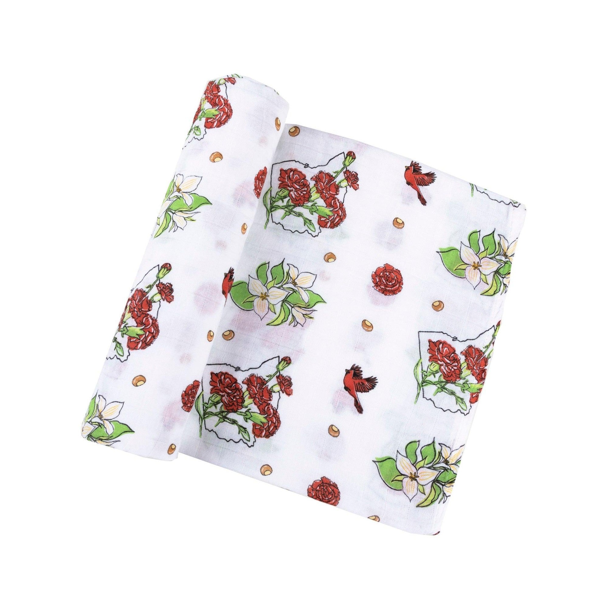 Ohio Baby Muslin Swaddle Receiving Blanket (Floral)