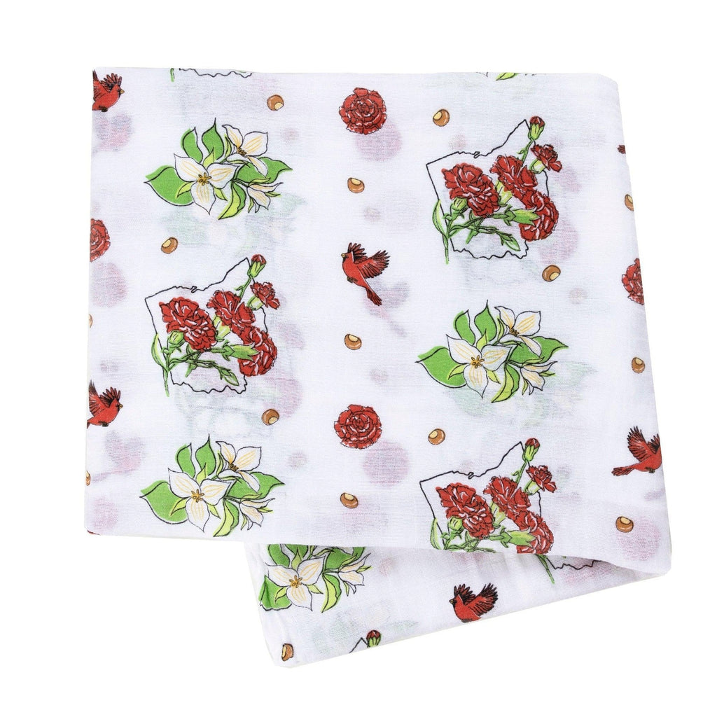 Ohio Baby Muslin Swaddle Receiving Blanket (Floral)