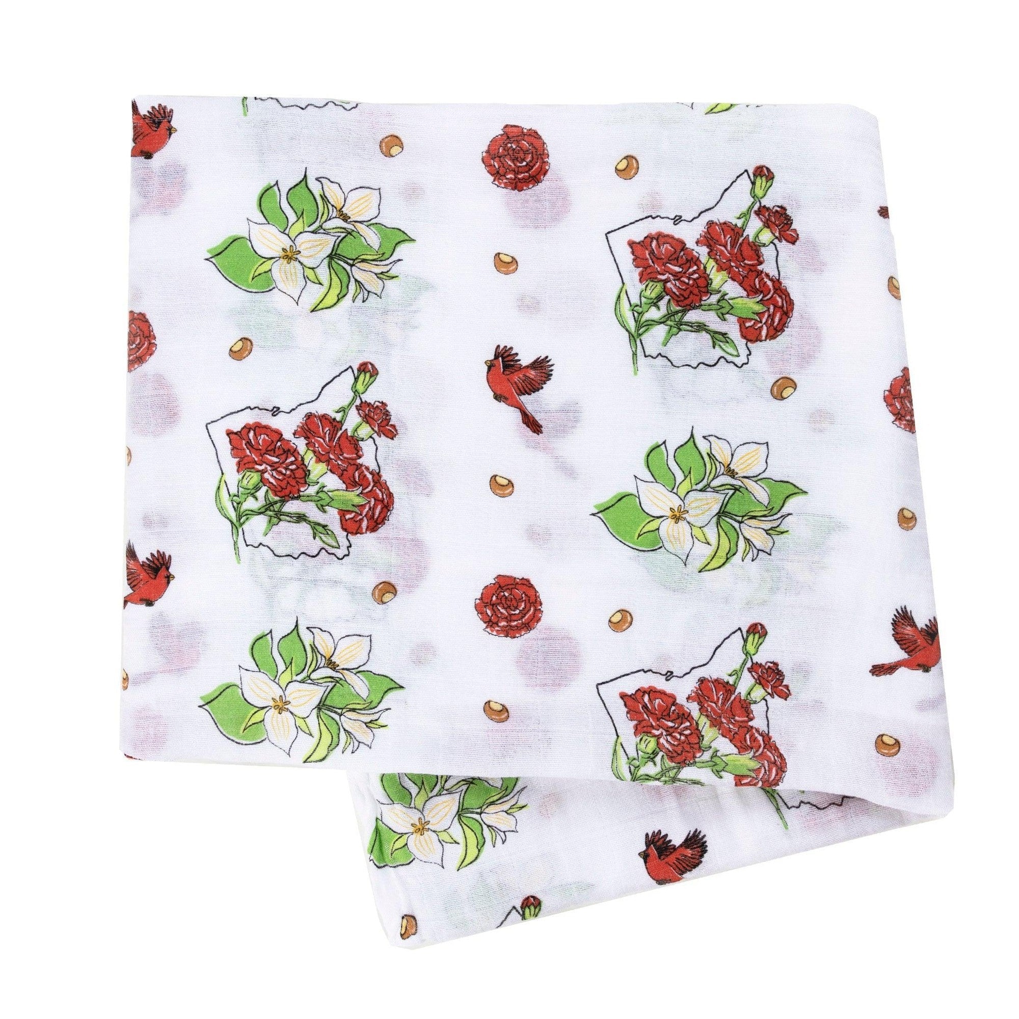 Ohio Baby Muslin Swaddle Receiving Blanket (Floral)