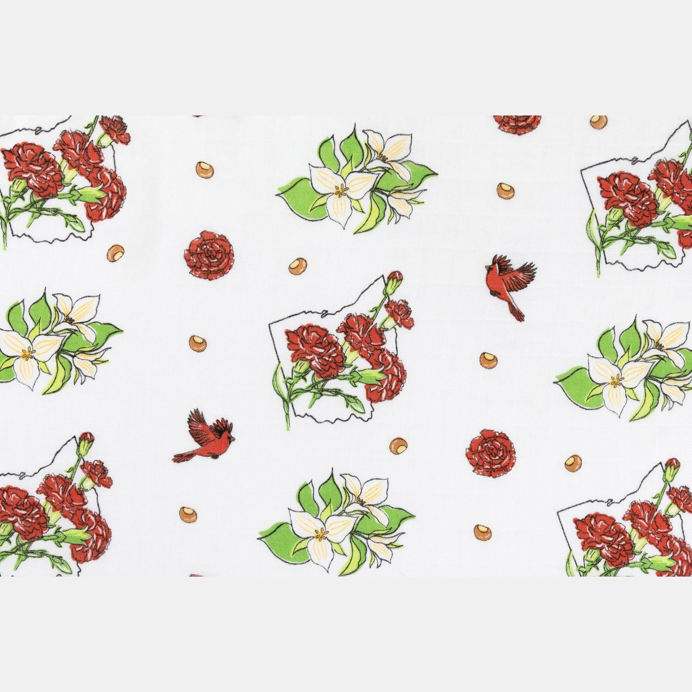 Ohio Baby Muslin Swaddle Receiving Blanket (Floral)