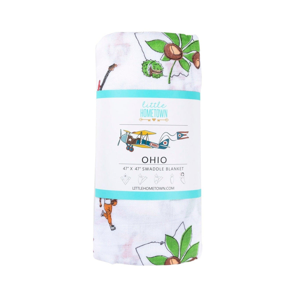 Ohio Baby Muslin Swaddle Receiving Blanket