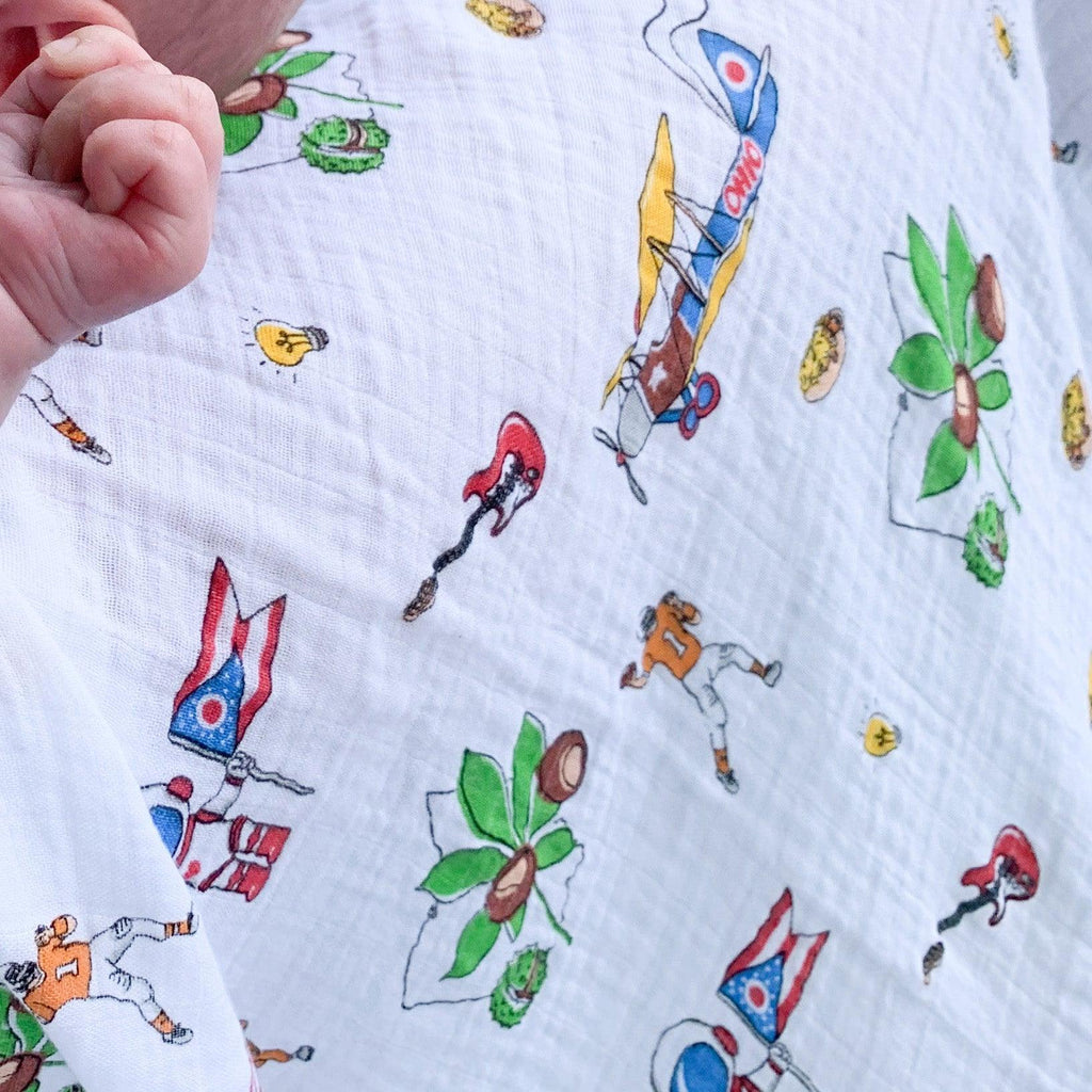 Ohio Baby Muslin Swaddle Receiving Blanket