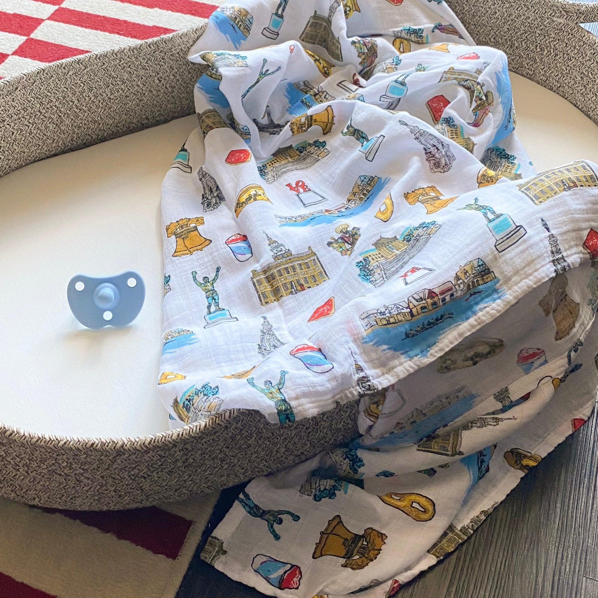 Philadelphia Baby Muslin Swaddle Receiving Blanket