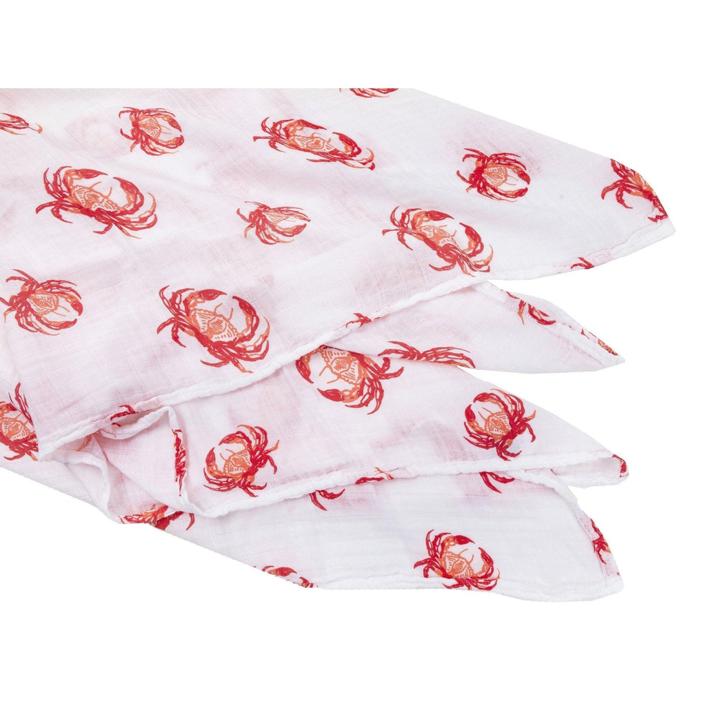 Pink Crab Baby Muslin Swaddle Receiving Blanket
