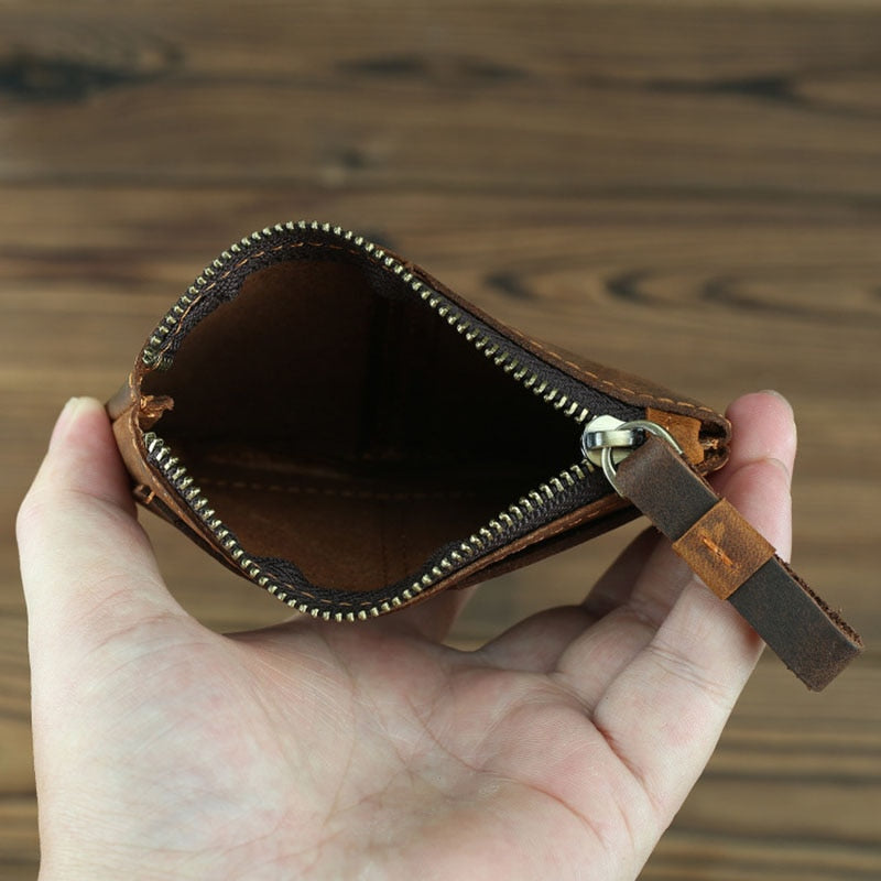 The Cael | Handmade Leather Coin Purse With Zipper