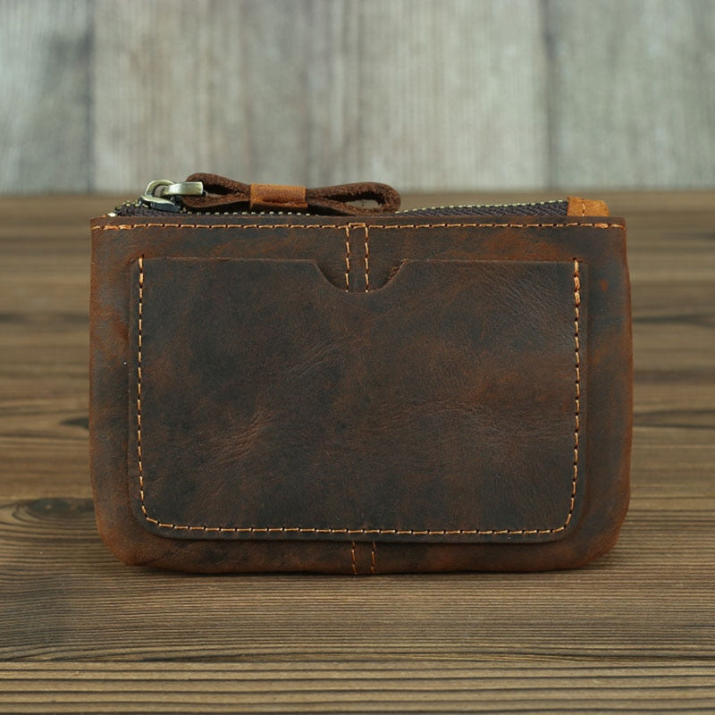 The Cael | Handmade Leather Coin Purse With Zipper