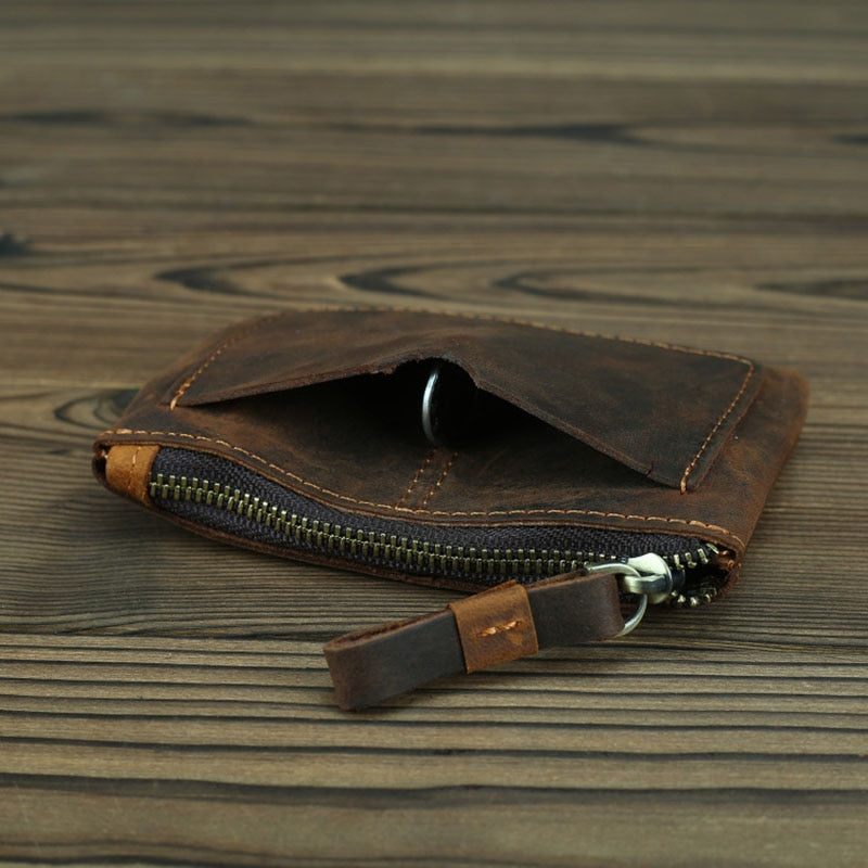 The Cael | Handmade Leather Coin Purse With Zipper