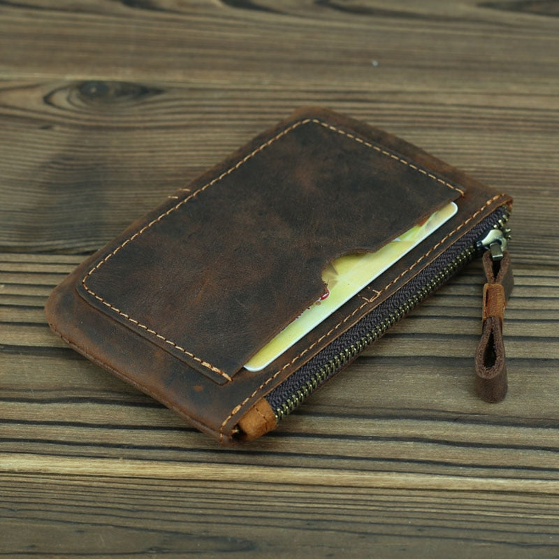 The Cael | Handmade Leather Coin Purse With Zipper